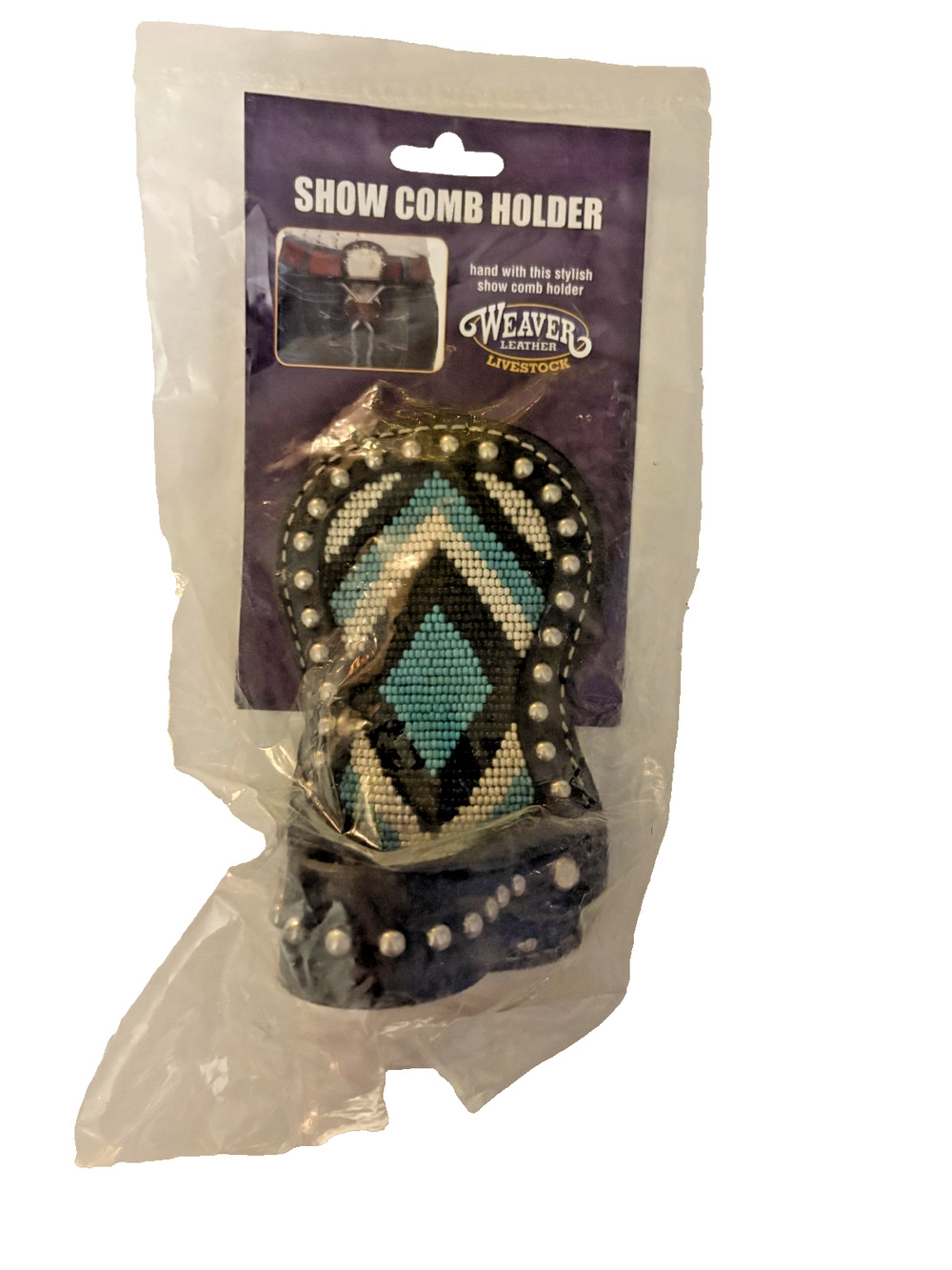 Weaver Leather Livestock Show Comb Holder Turquoise Beaded